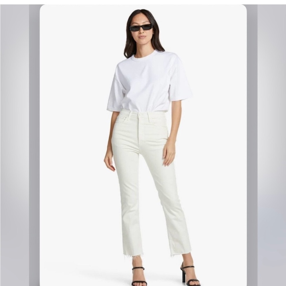 MOTHER Cream Ankle Jeans